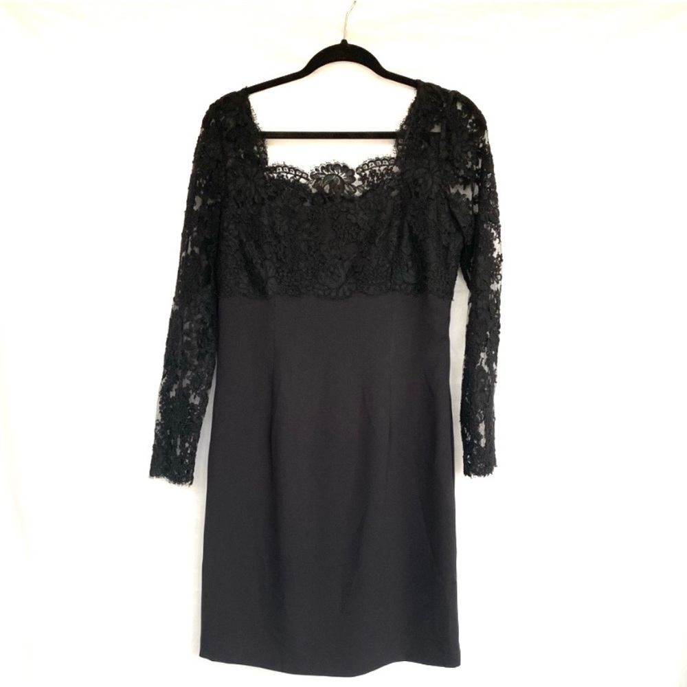CARMEN MARC VALVO Black Dress Lace Sleeves
